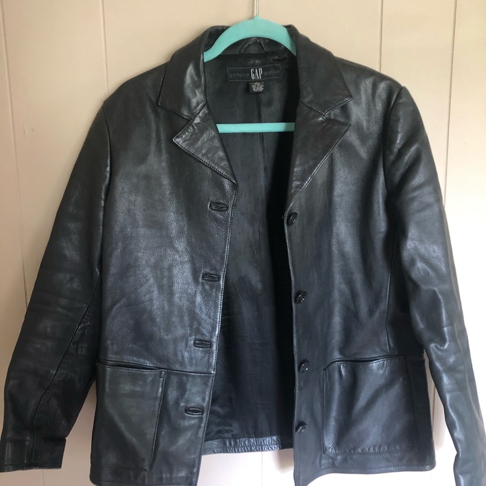 black leather jacket